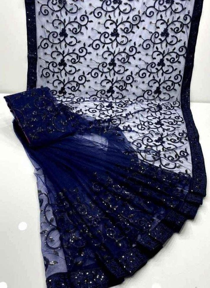 Elegant Dark Purple Party Wear Saree with Blouse Piece