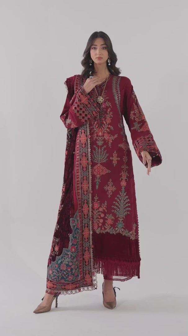 MARIA B 3 Piece Unstitched Embroidered Twill Lawn Suit | RQ2